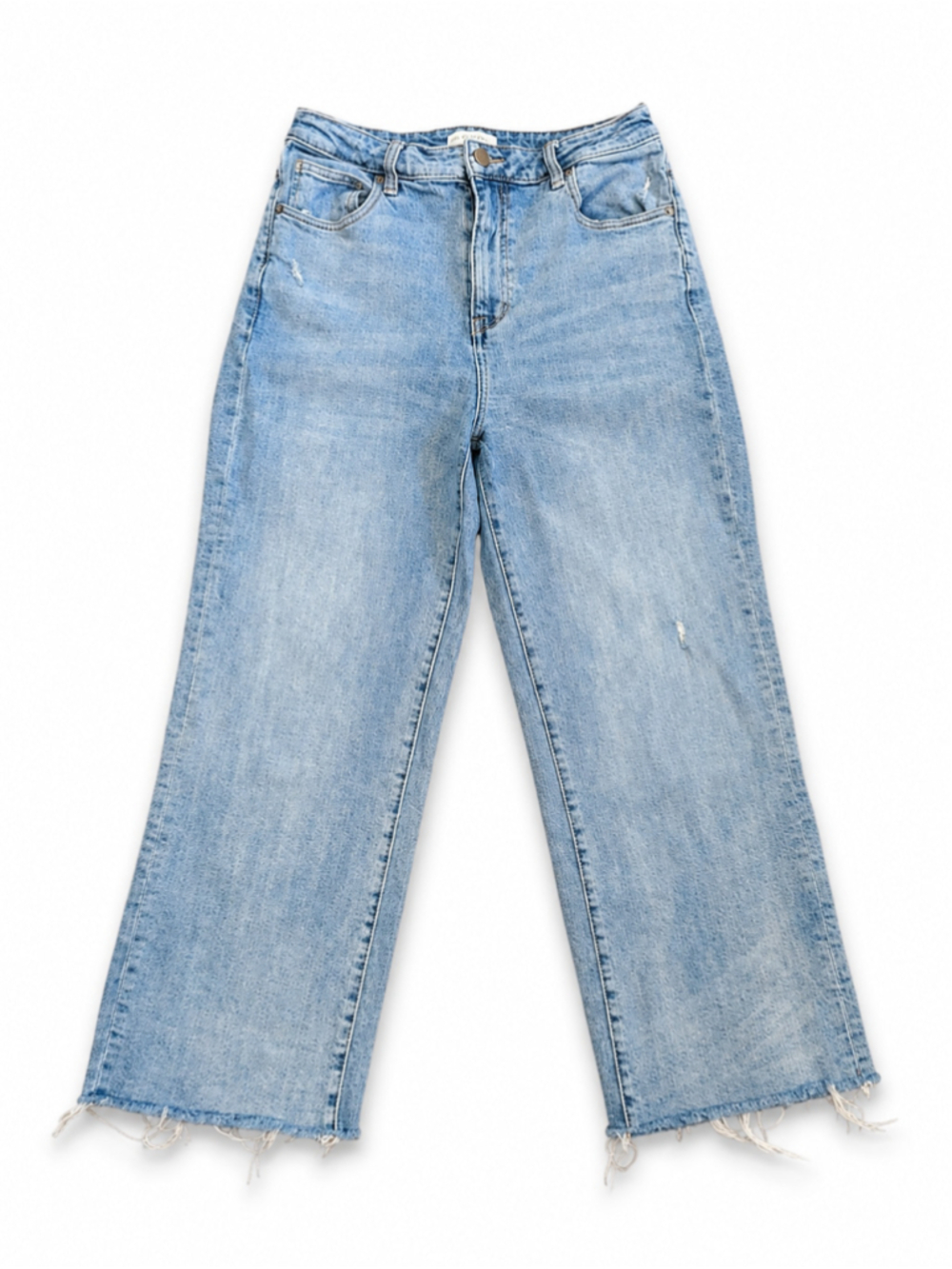 Oliver Logan Women’s High-Rise Wide-Leg Crop Raw Hem Light Wash Size 31 - Picture 1 of 9